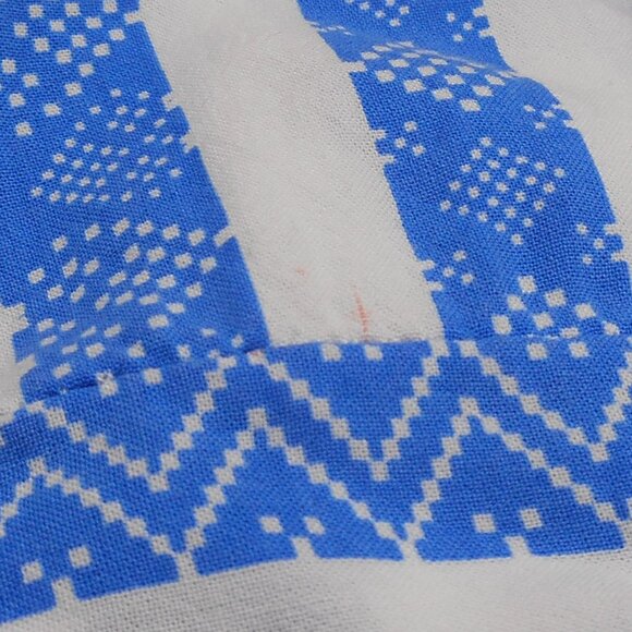 BLUE & WHITE VISCOSE MINI DRESS SWIM COVER RUFFLE HEM BOHO SIZE 5 MADE IN ITALY - Picture 13 of 13